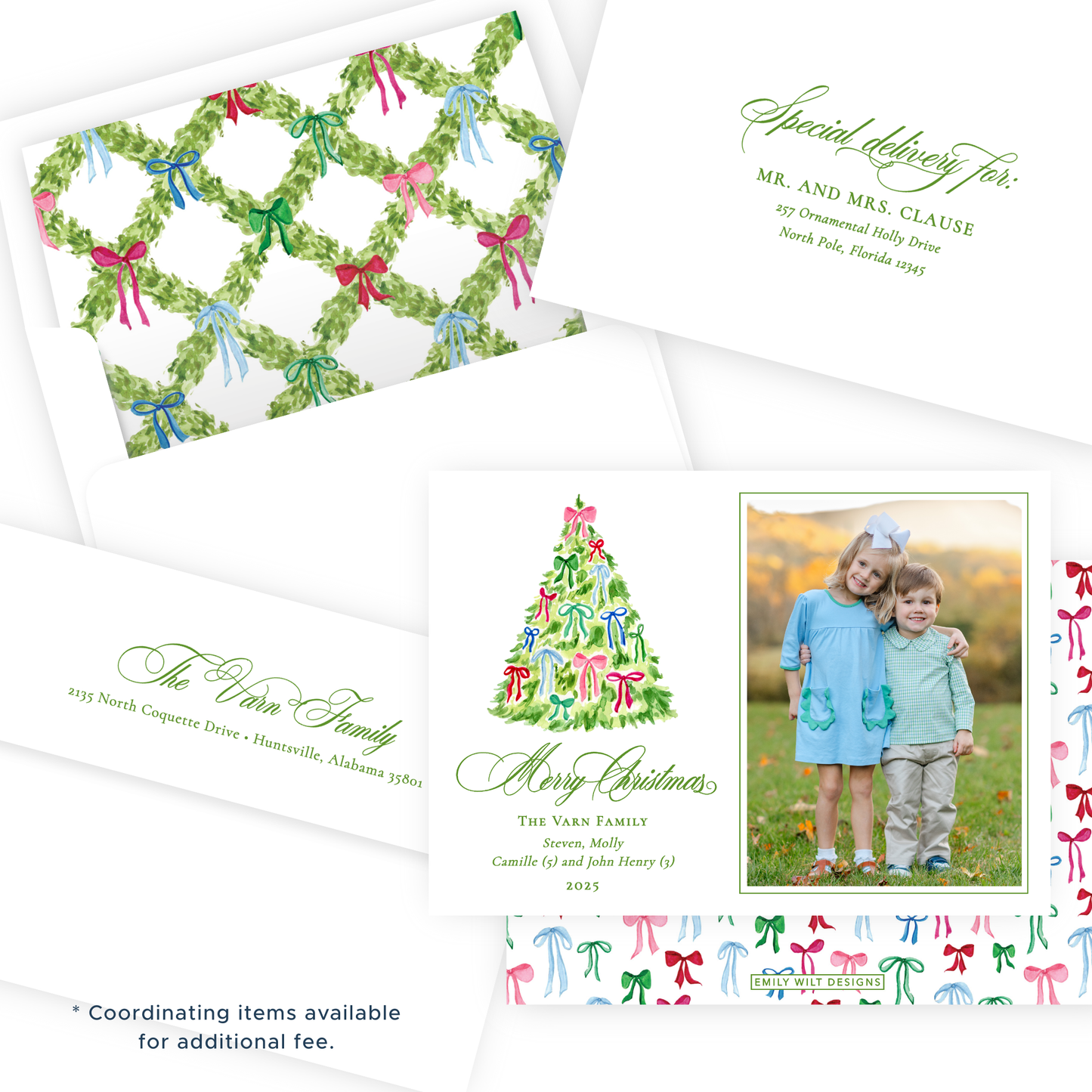 Christmas Photo Card - Decked with Bows - Landscape