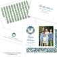 Christmas Photo Card - Tied with a Bow Decorated Wreath, Blue - Landscape