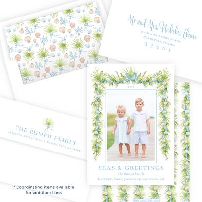 Christmas Photo Card - Holiday in the Sun, Blue - Portrait