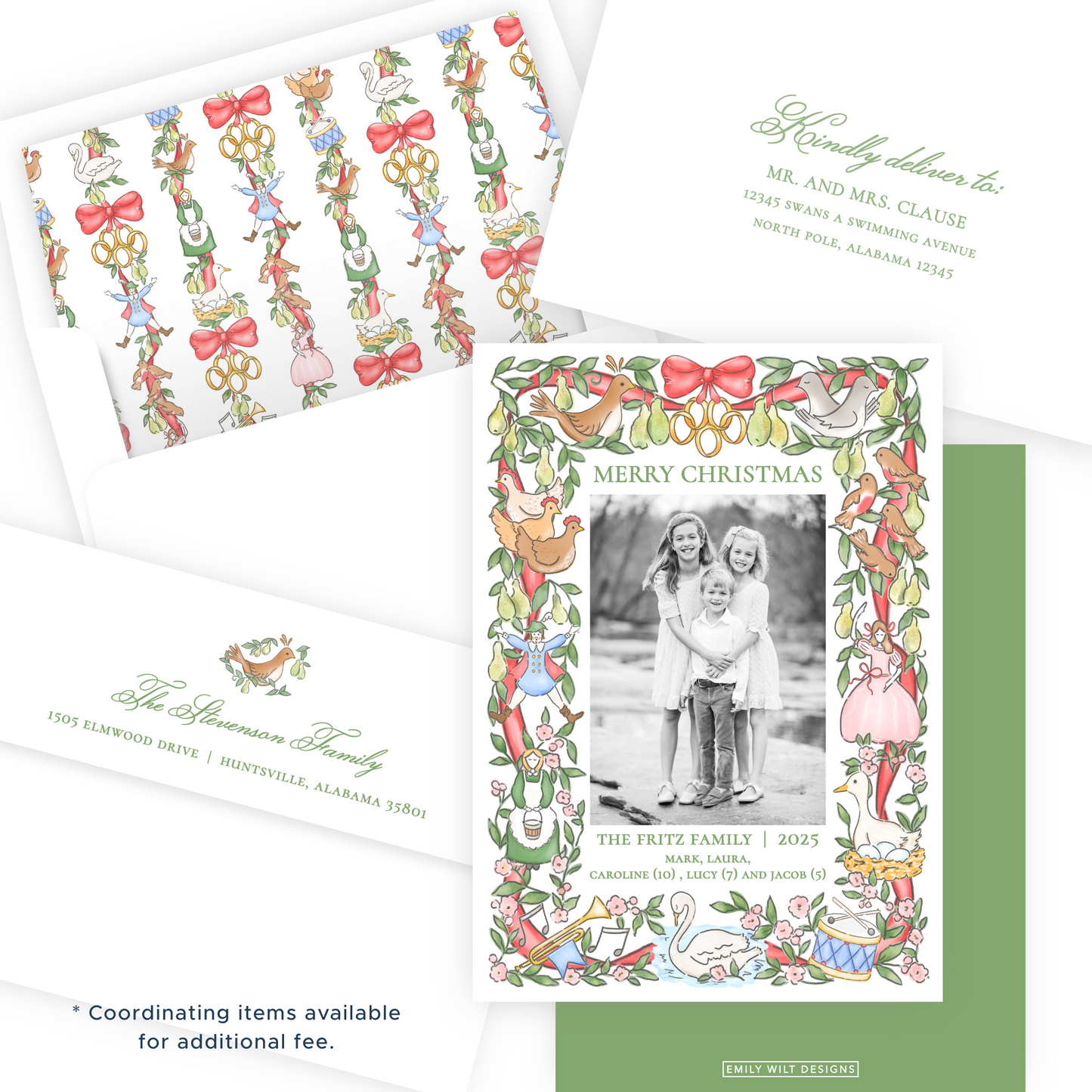 Christmas Photo Card - Twelve Days of Christmas Frame - Portrait