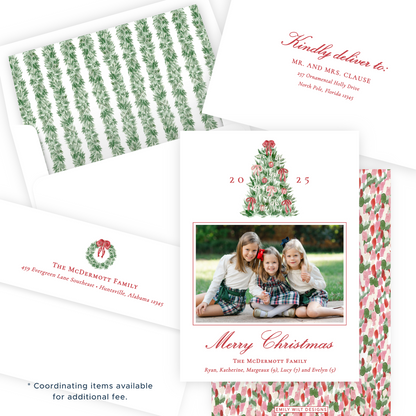 Christmas Photo Card - Tied with a Bow Tree