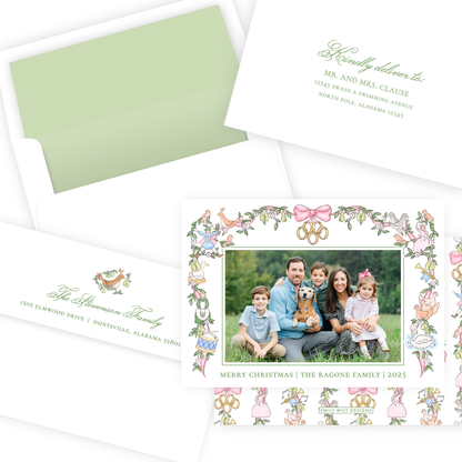Christmas Photo Card - Twelve Days of Christmas Garland (Pastel) - Landscape
