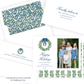 Christmas Photo Card - Tied with a Bow Wreath, Blue - Landscape
