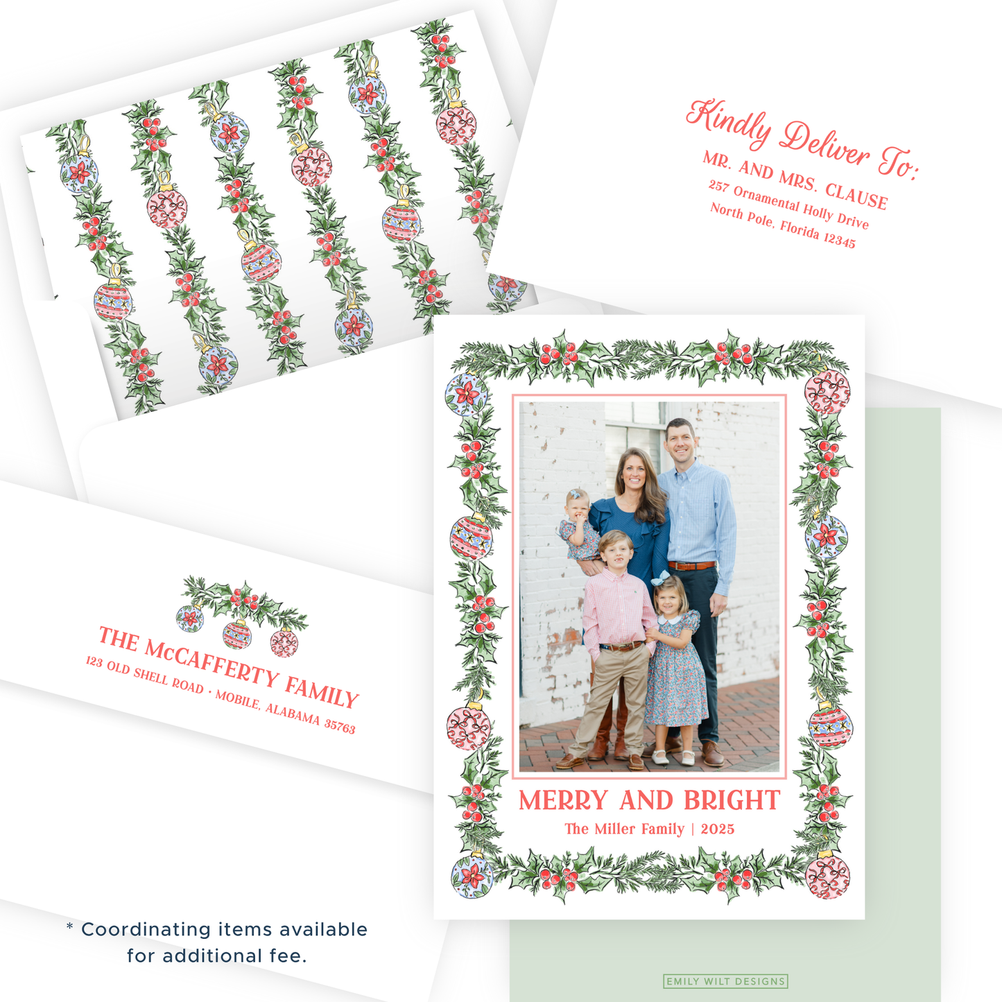 Christmas New Address Enclosure Cards - Ornamental Holly