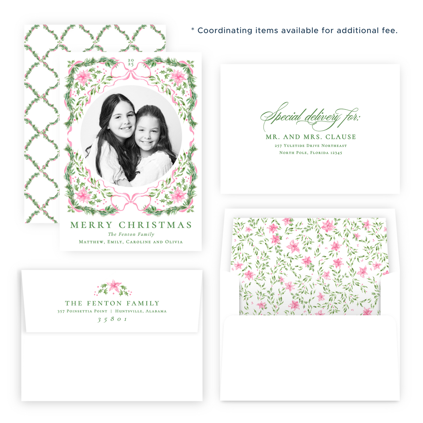 Christmas Photo Card - Yuletide, Pink - Portrait