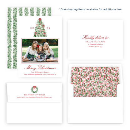 Christmas Photo Card - Tied with a Bow Tree