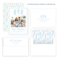 Christmas Photo Card - Delicate Stockings Trio, Blue - Portrait