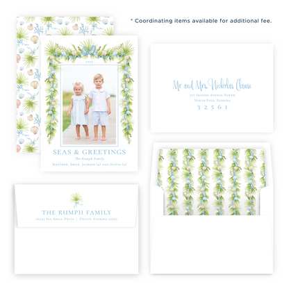 Christmas Photo Card - Holiday in the Sun, Blue - Portrait