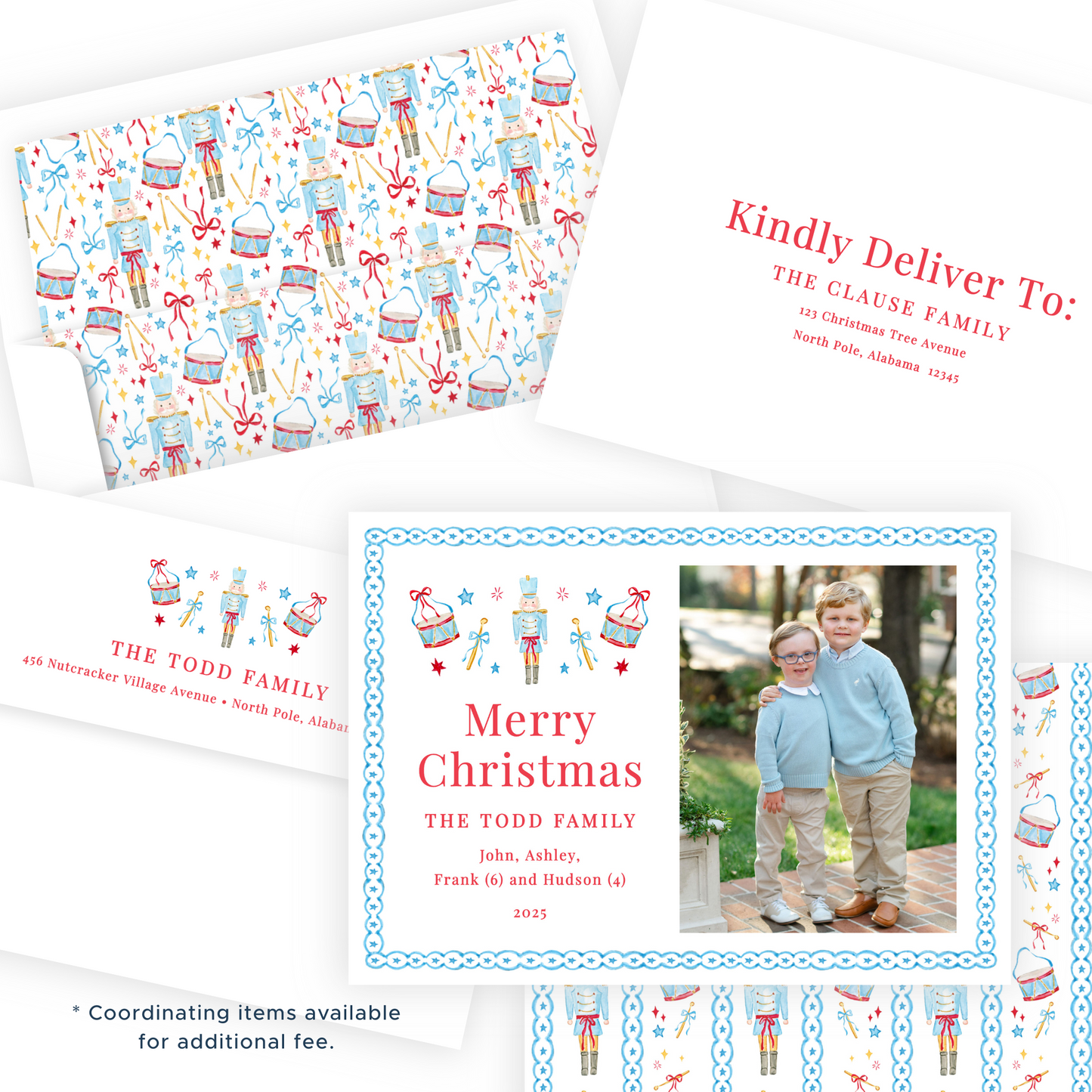 Christmas Photo Card - Santa's Soldiers, Blue - Landscape