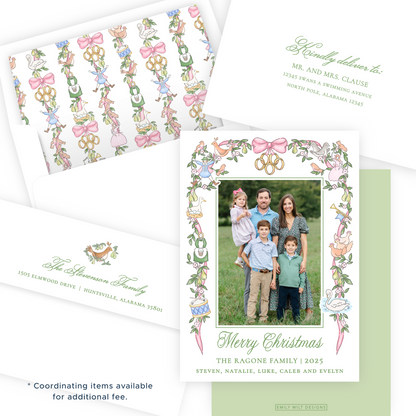 Christmas Photo Card - Twelve Days of Christmas Garland (Script) - Portrait