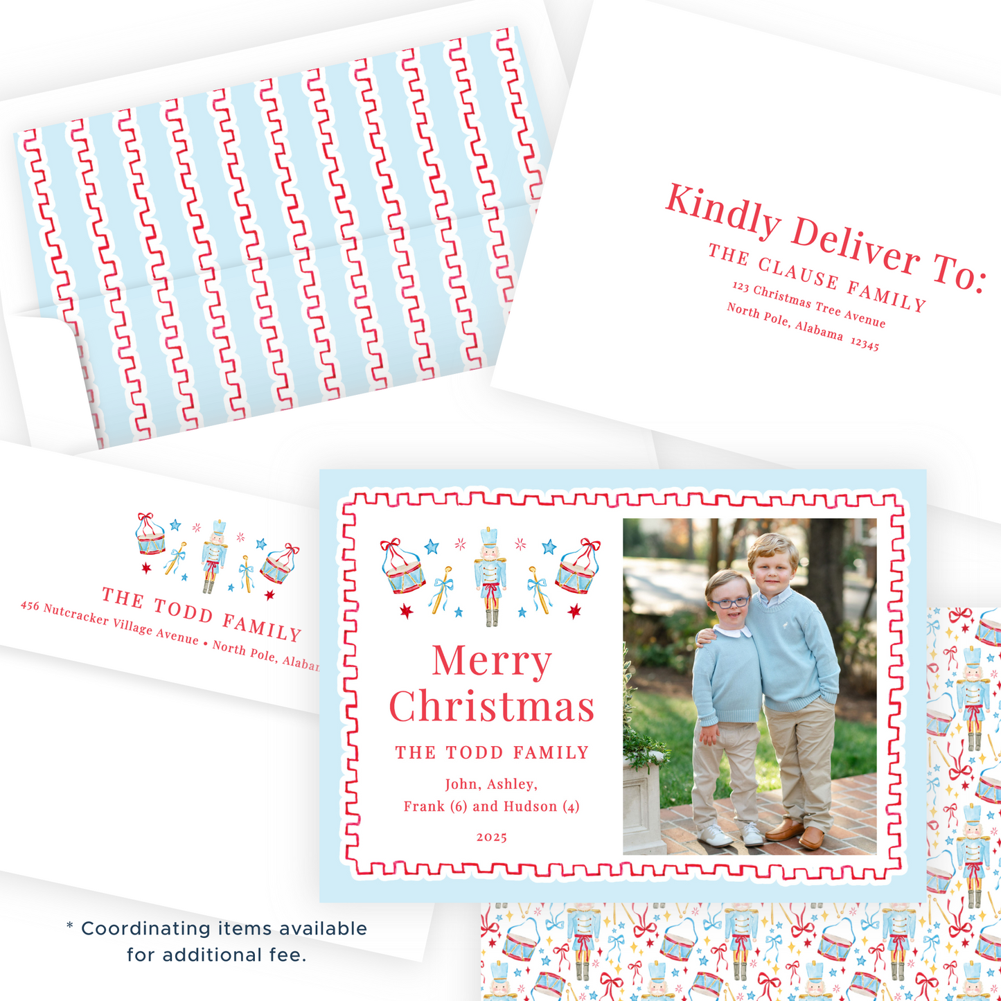 Christmas Photo Card - Santa's Soldiers, Red - Landscape