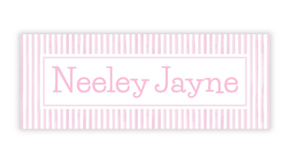 Personalized Water-Resistant Name Labels for School Supplies | 60 Pack (1x2.625") | Pink Seersucker