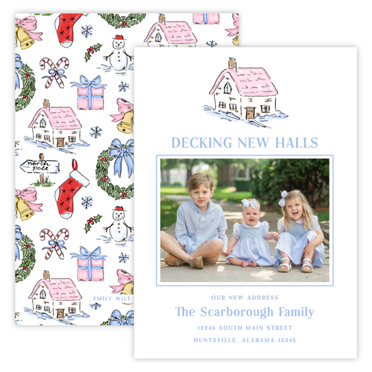 Christmas Photo Card - Snow Much Fun Moving Announcement (Landscape Photo)