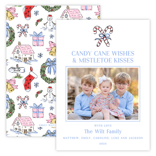 Christmas Photo Card - Snow Much Fun Candy Canes (Landscape Photo)