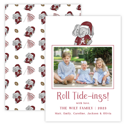 Christmas Photo Card - University of Alabama, Big Al (Landscape Photo)