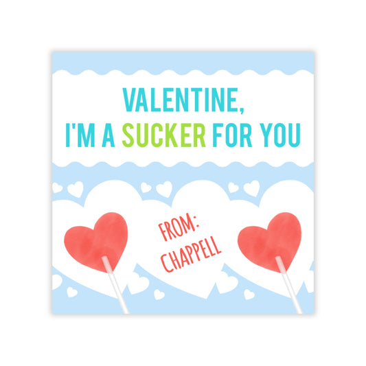 Heart Lollipop Valentine (Blue)