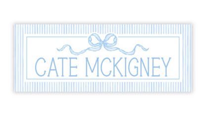 Personalized Water-Resistant Name Labels for School Supplies | 60 Pack (1x2.625") | Coquette Bow, Blue