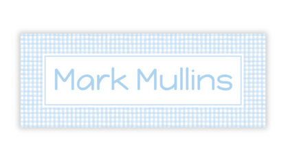 Personalized Water-Resistant Name Labels for School Supplies | 60 Pack (1x2.625") | Blue Gingham