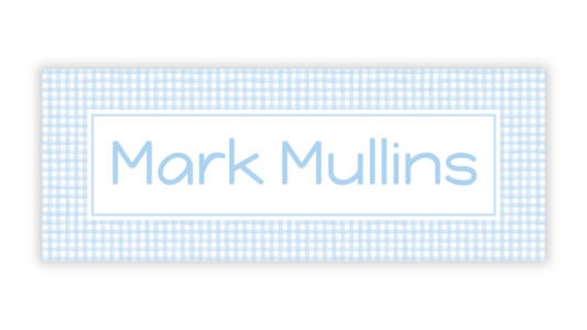 Personalized Water-Resistant Name Labels for School Supplies | 60 Pack (1x2.625") | Blue Gingham