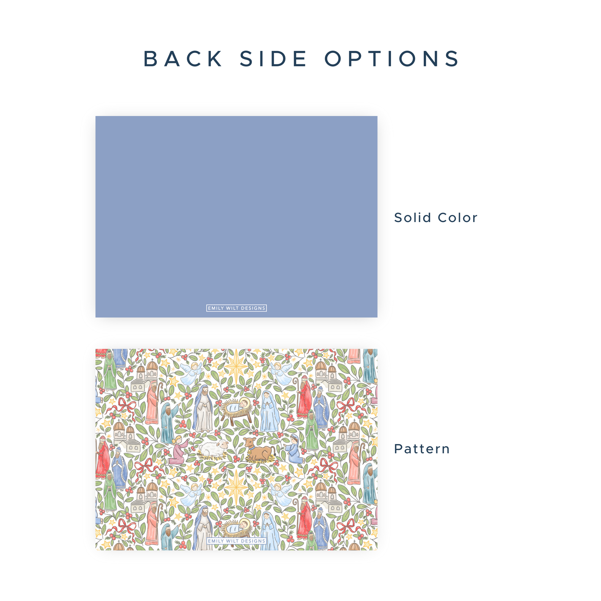 two different options for a design: a solid color and a pattern.