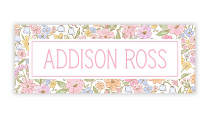Personalized Water-Resistant Name Labels for School Supplies | 60 Pack (1x2.625") | Festive Ditsy Floral