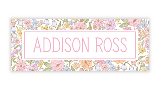 Personalized Water-Resistant Name Labels for School Supplies | 60 Pack (1x2.625") | Festive Ditsy Floral