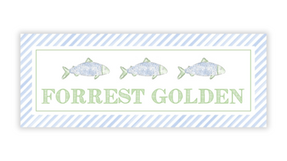 Personalized Water-Resistant Name Labels for School Supplies | 60 Pack (1x2.625") | Fish