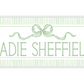 Personalized Water-Resistant Name Labels for School Supplies | 60 Pack (1x2.625") | Coquette Bow, Green