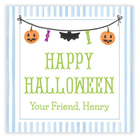 Kids Halloween Tags or Stickers - Halloween Garland (Blue)
