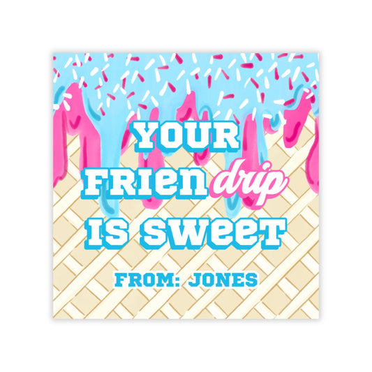 Ice cream drip valentine tag