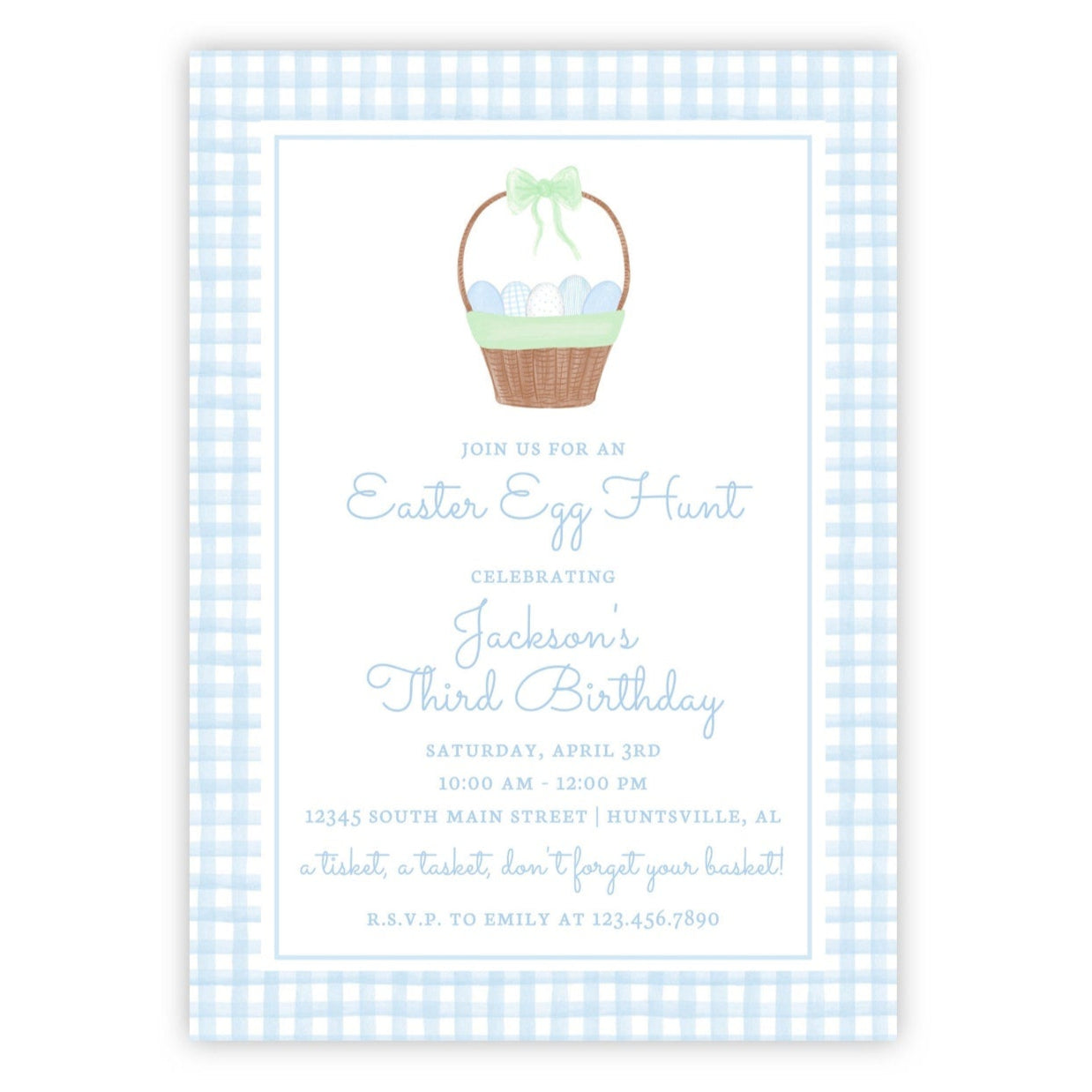 Easter Egg Hunt Birthday invitations (Blue)