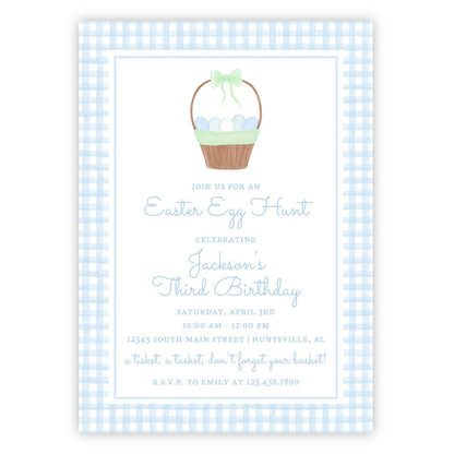 Easter Egg Hunt Birthday invitations (Blue)