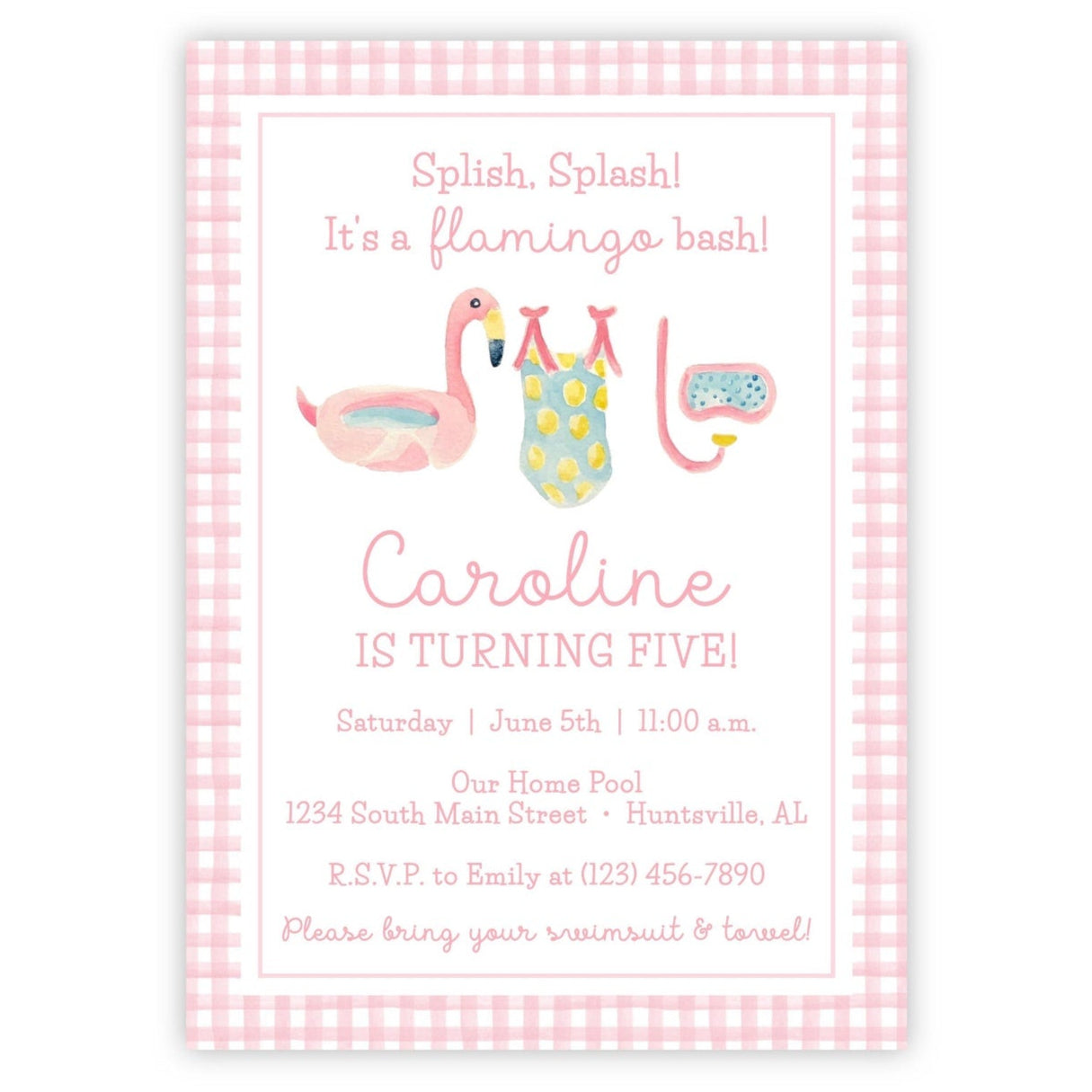 Flamingo Pool Party Invitations