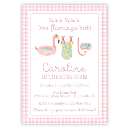 Flamingo Pool Party Invitations