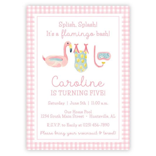 Flamingo Pool Party Invitations