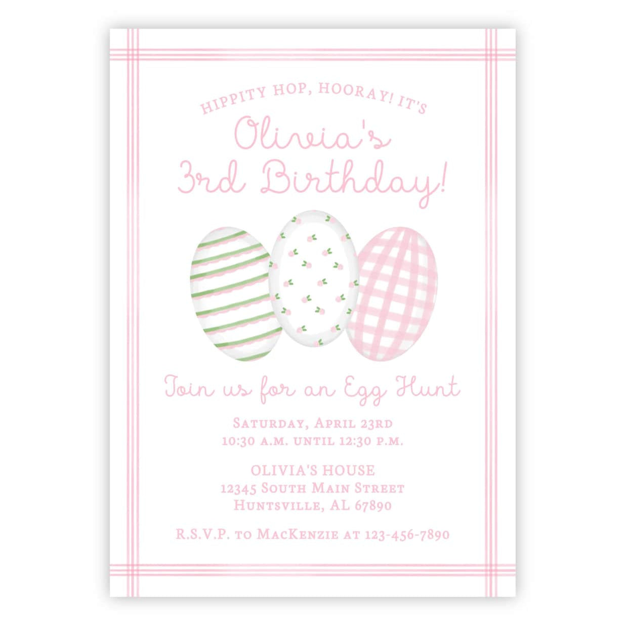 Easter Egg Hunt Birthday invitations (Pink)