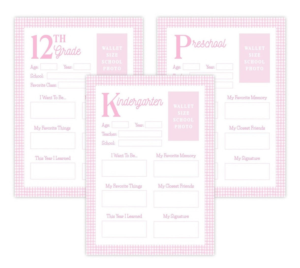 PRINTABLE School Memory Book Pages with Prompts (Pink)
