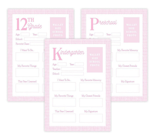 PRINTABLE School Memory Book Pages with Prompts (Pink)