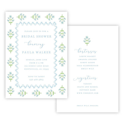 Coastal Elegance Bridal Shower Invitations (Blue)