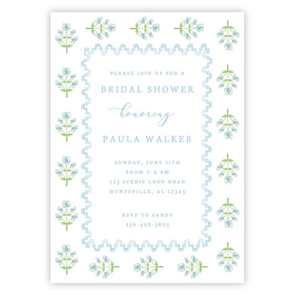 Coastal Elegance Bridal Shower Invitations (Blue)