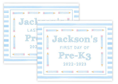 PRINTABLE First and Last Day of School Sign - Pencils (Blue)