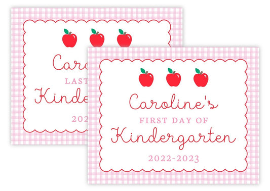 PRINTABLE First and Last Day of School Sign - Apples (Pink)