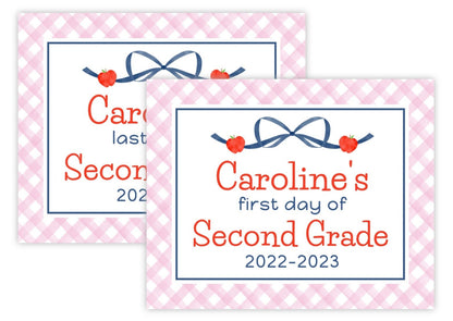 PRINTABLE First and Last Day of School Sign - Apple Bow (Pink)