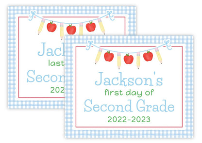 PRINTABLE First and Last Day of School Sign - Apple Banner (Blue)