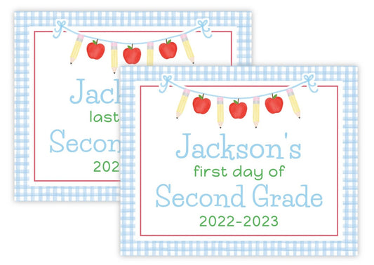 PRINTABLE First and Last Day of School Sign - Apple Banner (Blue)