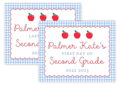 PRINTABLE First and Last Day of School Sign - Apples (Blue)