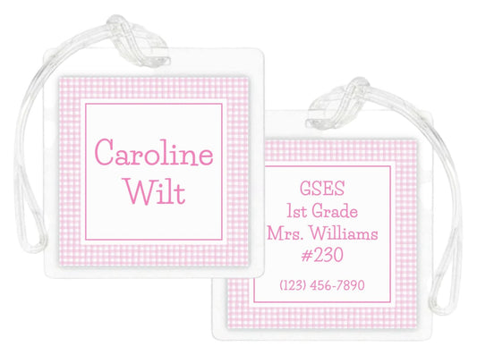 Laminated Bag Tag - Pink Gingham