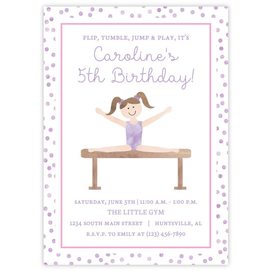 Gymnastics Birthday Party Invitations