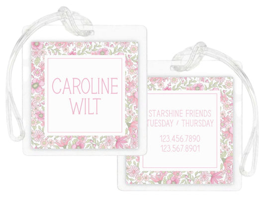 Laminated Bag Tag - Ditsy Floral (Pink)