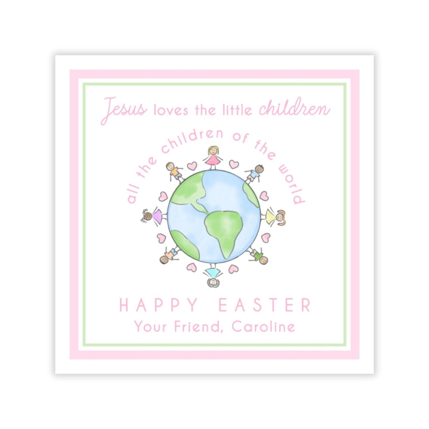 Jesus Loves the Little Children Easter Gift Tag (Pink)